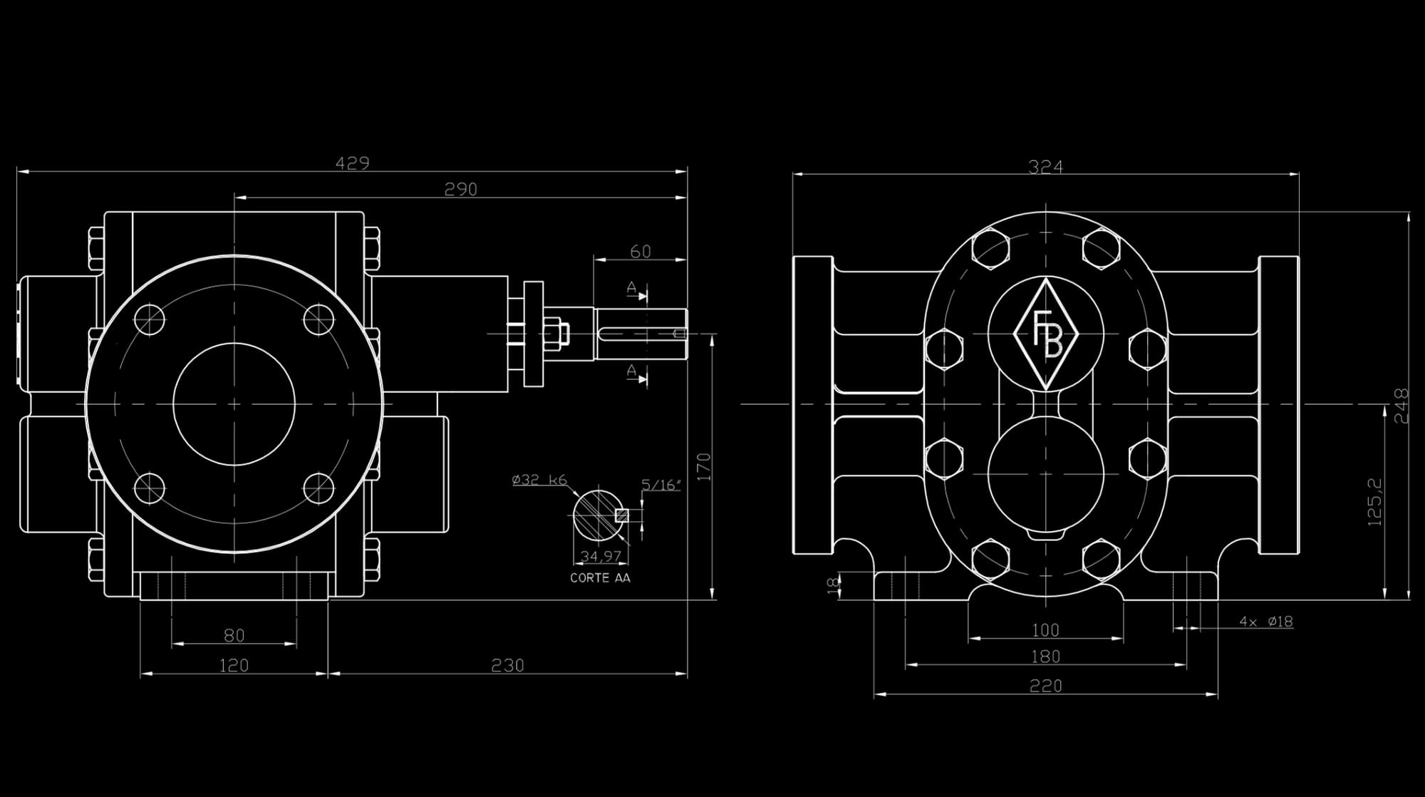 Plano de referencia del diámetro — FBE 3"