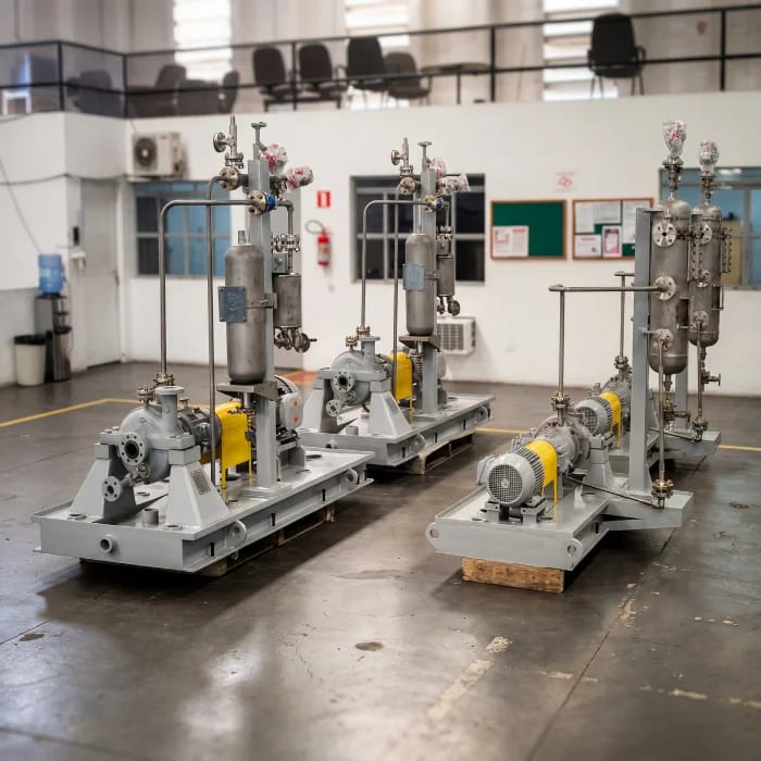 Skid de sistema de bombeo industrial FB Bombas listo para exportación LATAM